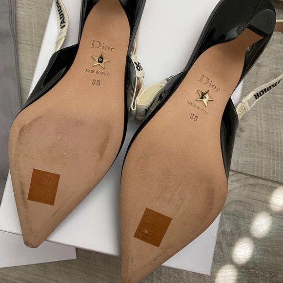 ⭐️ DIOR PATENT BLACK J’ADIOR SLINGBACKS 38 ⭐️ - Picture 6 of 11